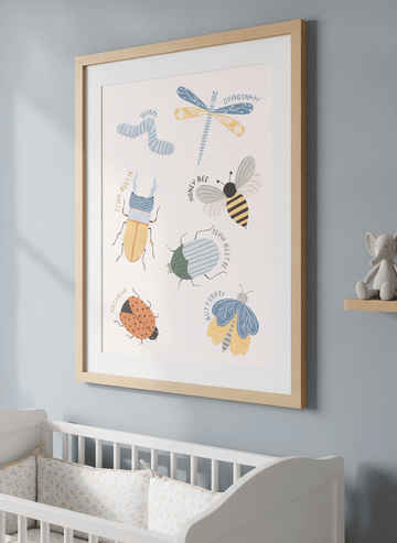 Soft neutral wall art styled in a serene nursery with pastel tones