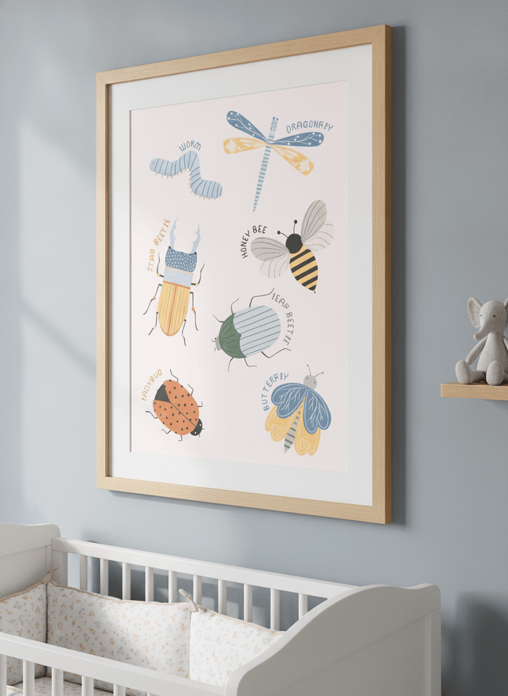 Soft neutral wall art styled in a serene nursery with pastel tones