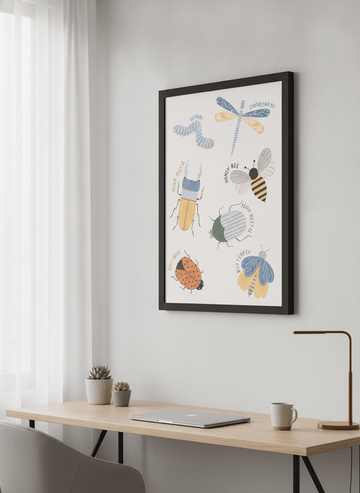Contemporary wall art featured in a bright modern office workspace