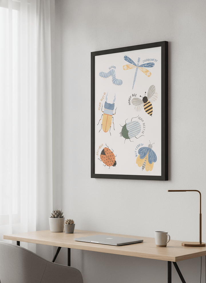Contemporary wall art featured in a bright modern office workspace