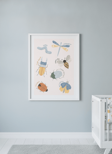 Soft neutral wall art styled in a serene nursery with pastel tones