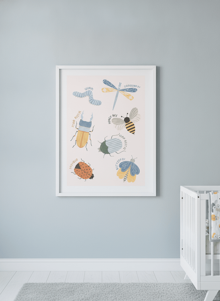 Soft neutral wall art styled in a serene nursery with pastel tones