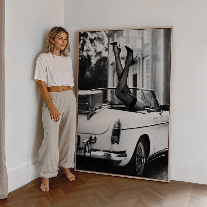 Legs Up Vintage Car Photograph wall - art - picture - poster