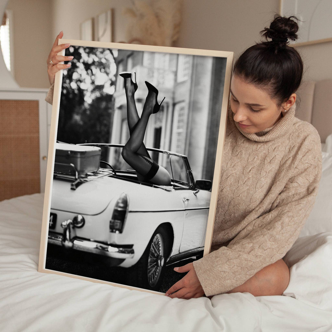 Legs Up Vintage Car Photograph wall - art - picture - poster