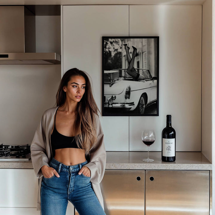 Legs Up Vintage Car Photograph wall - art - picture - poster