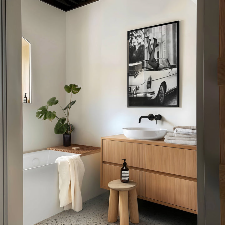 Legs Up Vintage Car Photograph wall - art - picture - poster