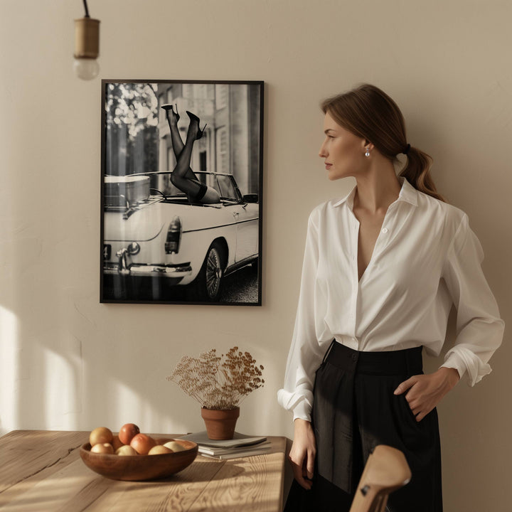 Legs Up Vintage Car Photograph wall - art - picture - poster