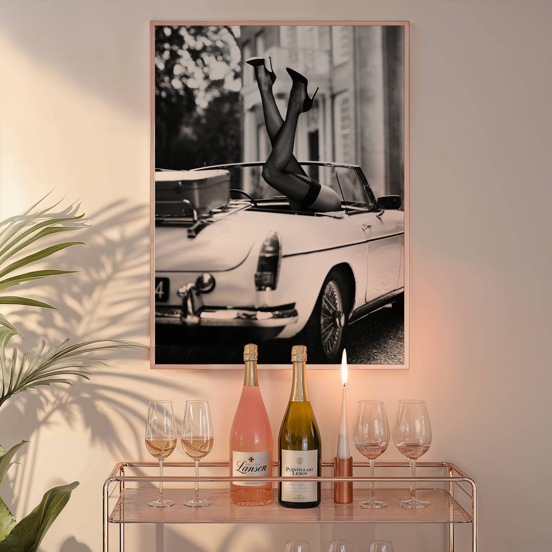 Legs Up Vintage Car Photograph wall - art - picture - poster