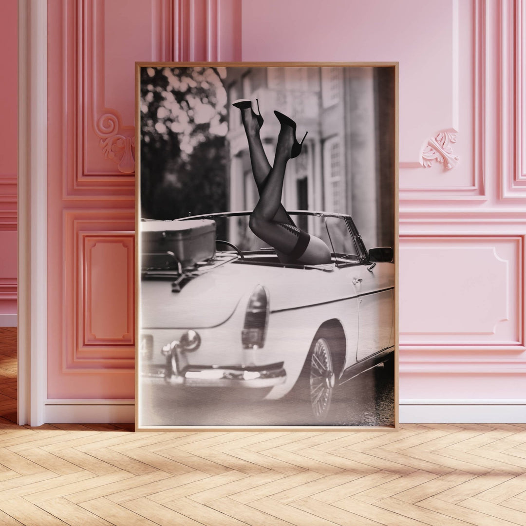 Legs Up Vintage Car Photograph wall - art - picture - poster