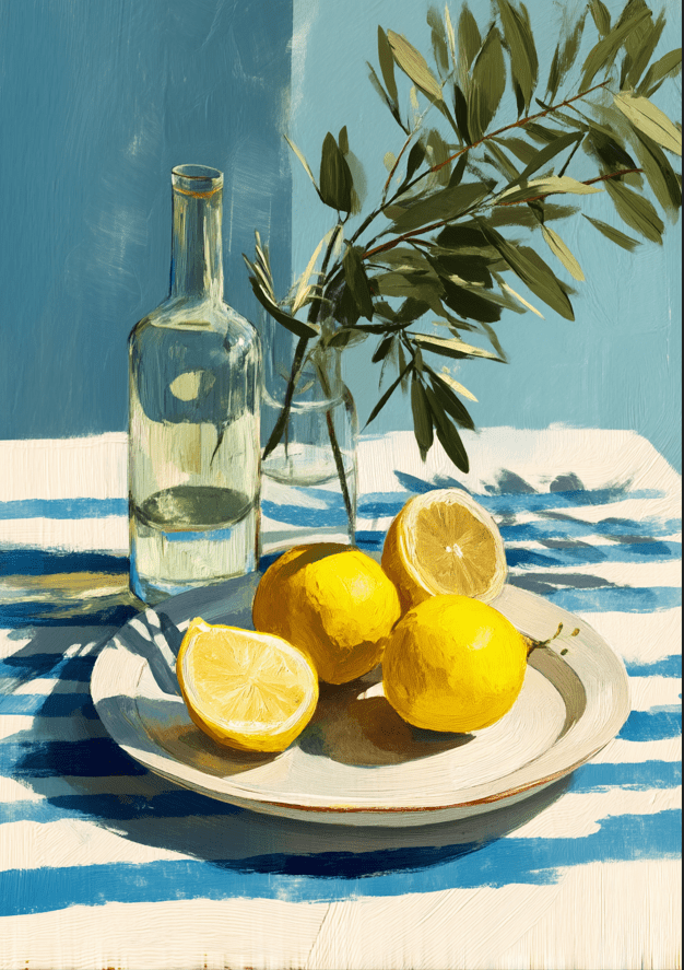 Lemon Mediterranean Oil Painting Illustration