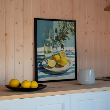 Lemon Mediterranean Oil Painting Illustration wall - art - picture - poster