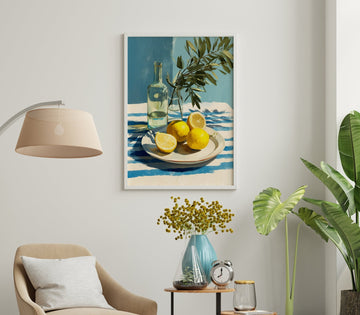 Lemon Mediterranean Oil Painting Illustration wall - art - picture - poster