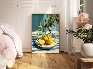 Lemon Mediterranean Oil Painting Illustration wall - art - picture - poster
