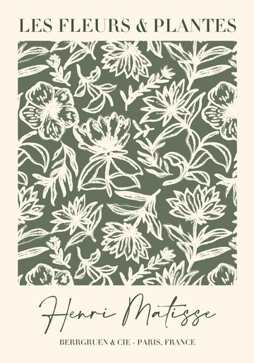 Les Fleurs and Plantes by Henri Matisse Wall Art Poster Floral Leaf frame