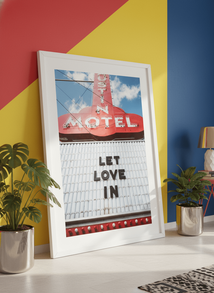 Bold wall art styled in a colourful, eclectic modern home