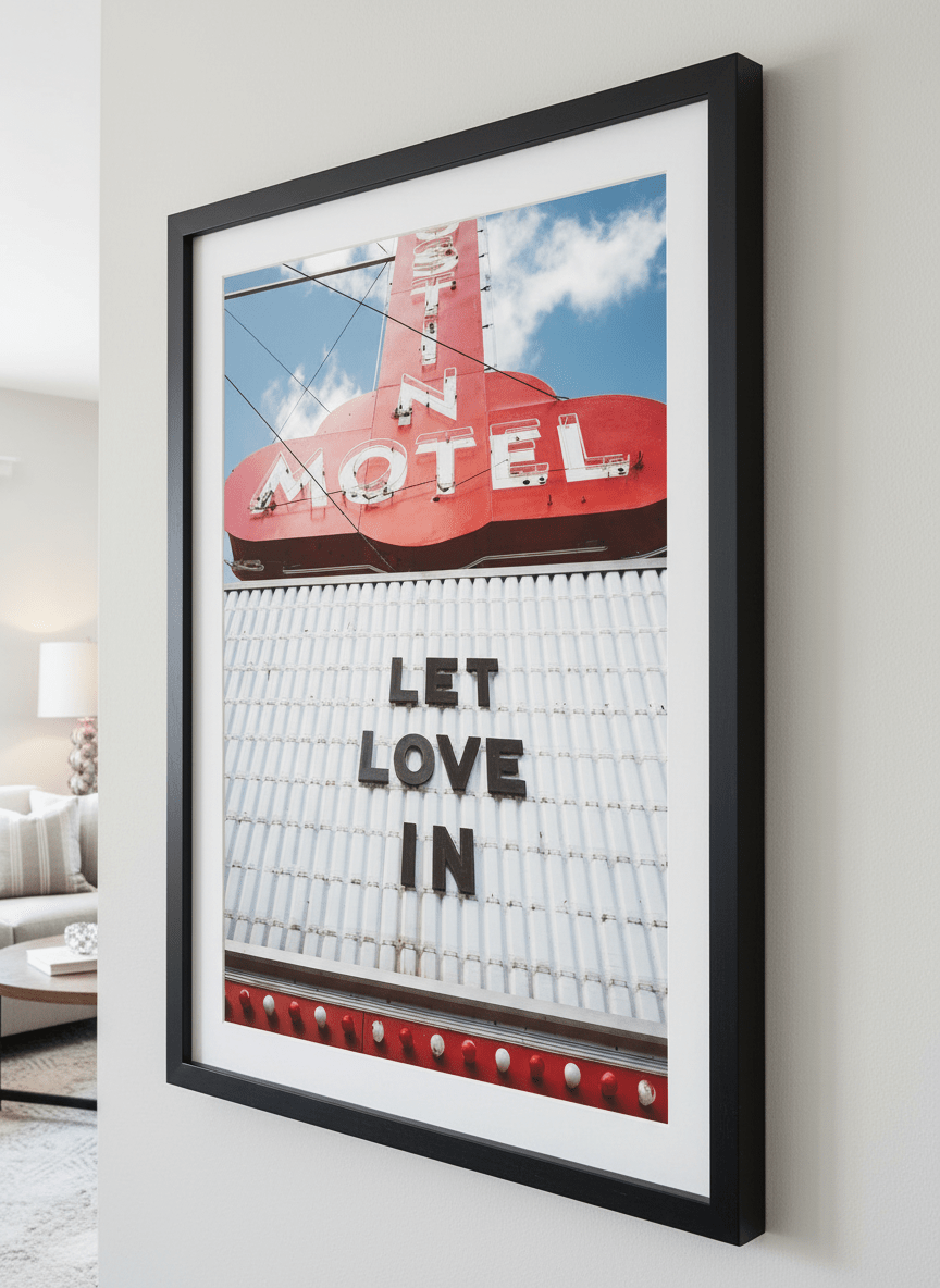 Modern wall art styled above a sofa in a neutral living room