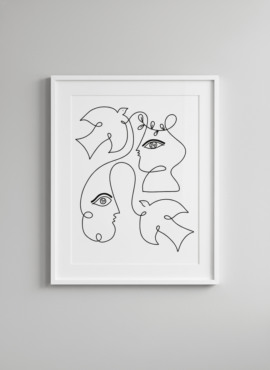 Contemporary wall art featured in a bright modern office workspace