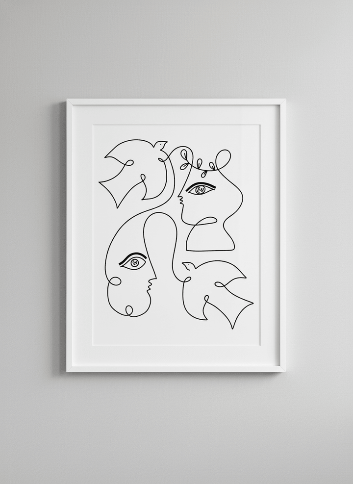 Contemporary wall art featured in a bright modern office workspace