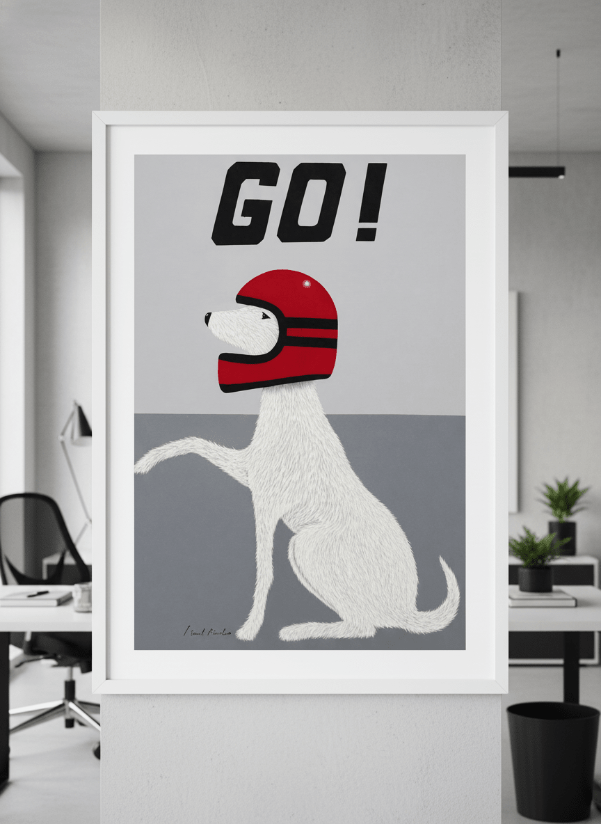 Contemporary wall art featured in a bright modern office workspace