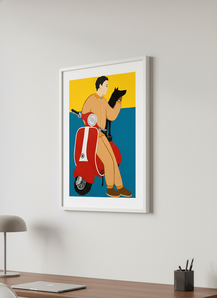 Contemporary wall art featured in a bright modern office workspace