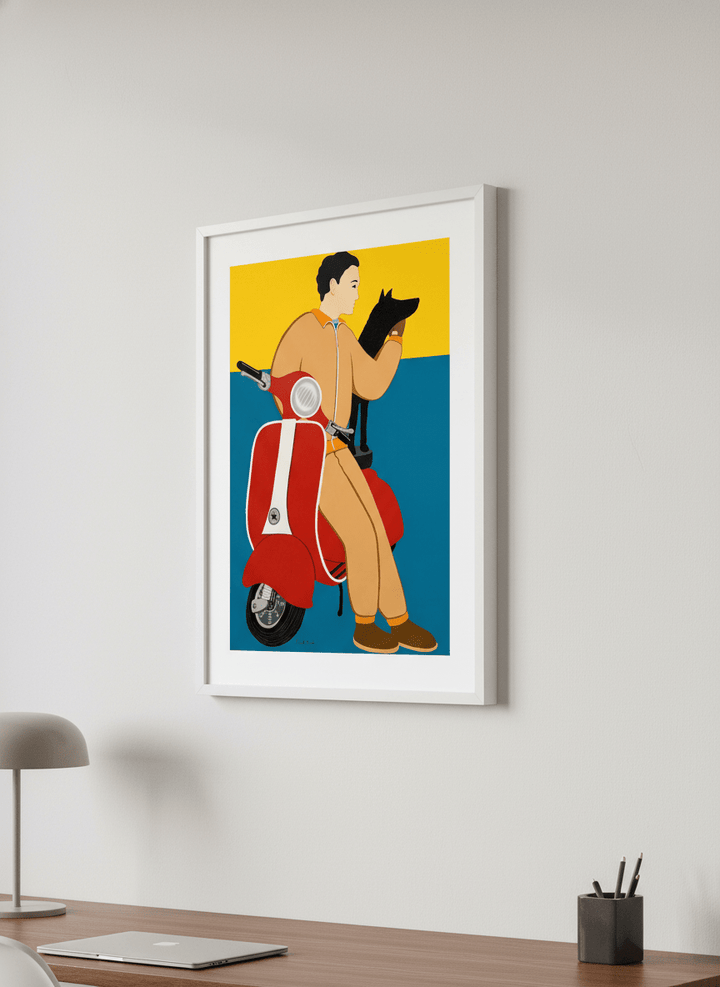 Contemporary wall art featured in a bright modern office workspace
