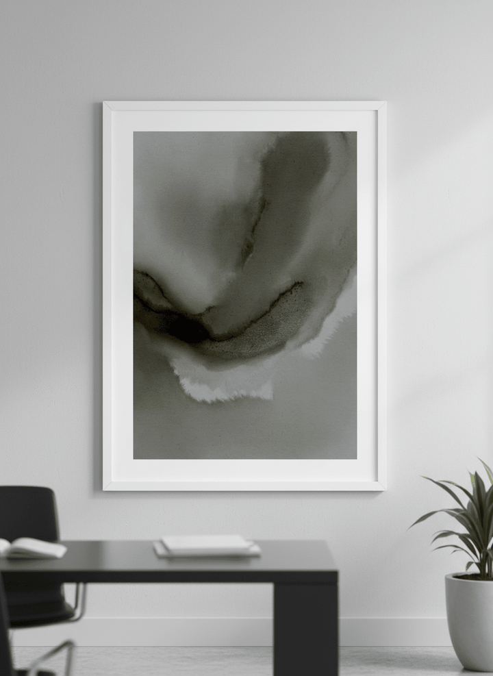 Contemporary wall art featured in a bright modern office workspace
