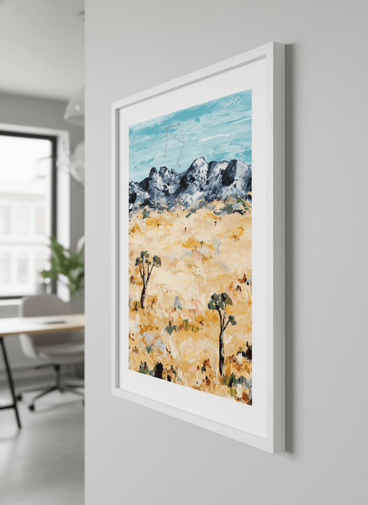 Contemporary wall art featured in a bright modern office workspace