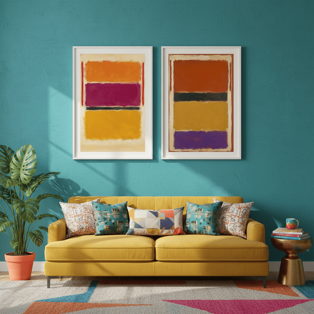 Licorice Allsorts Inspired by Mark Rothko Set of 2 wall - art - picture - poster