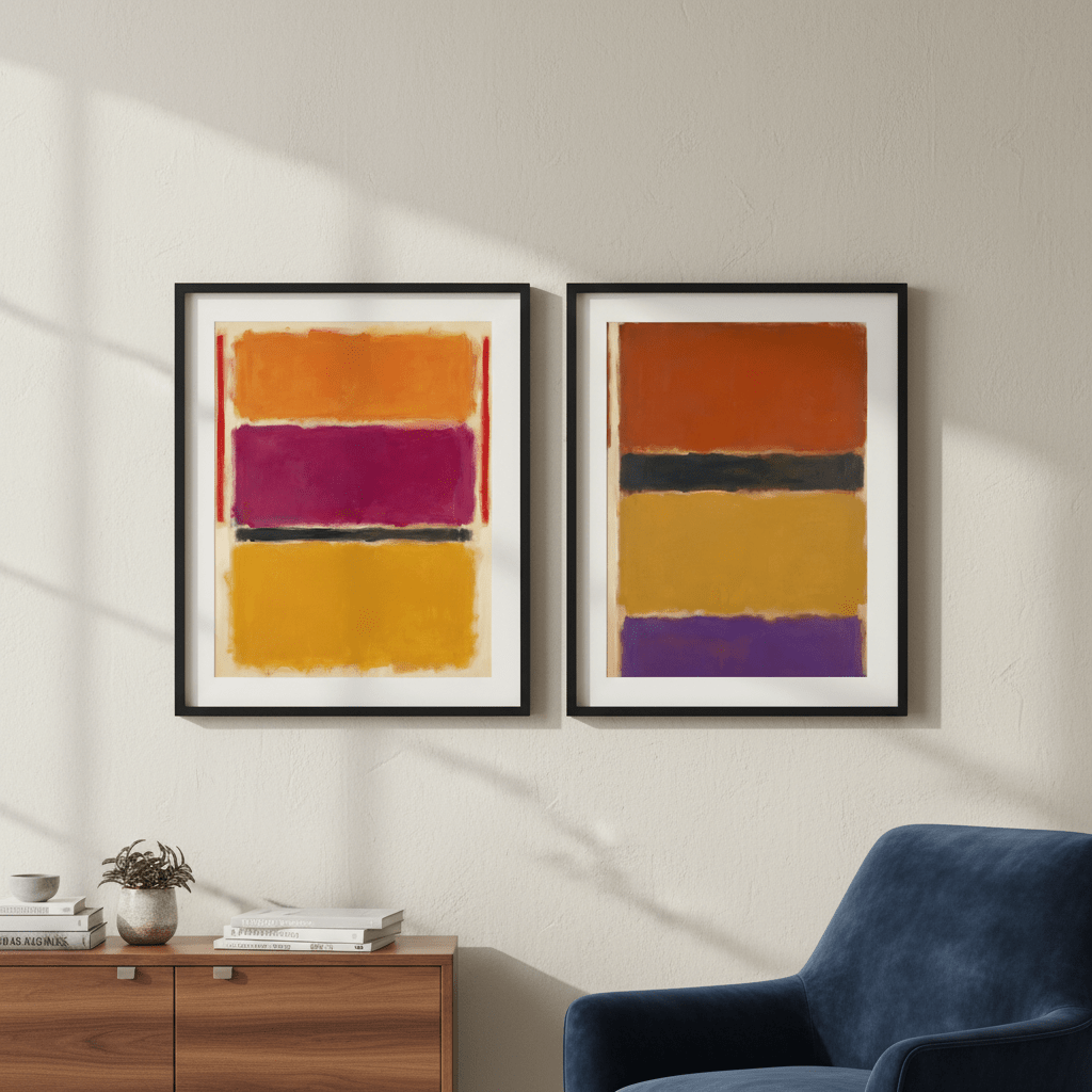 Licorice Allsorts Inspired by Mark Rothko Set of 2 wall - art - picture - poster