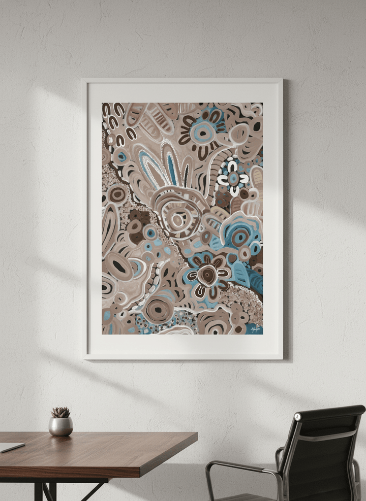 Contemporary wall art featured in a bright modern office workspace
