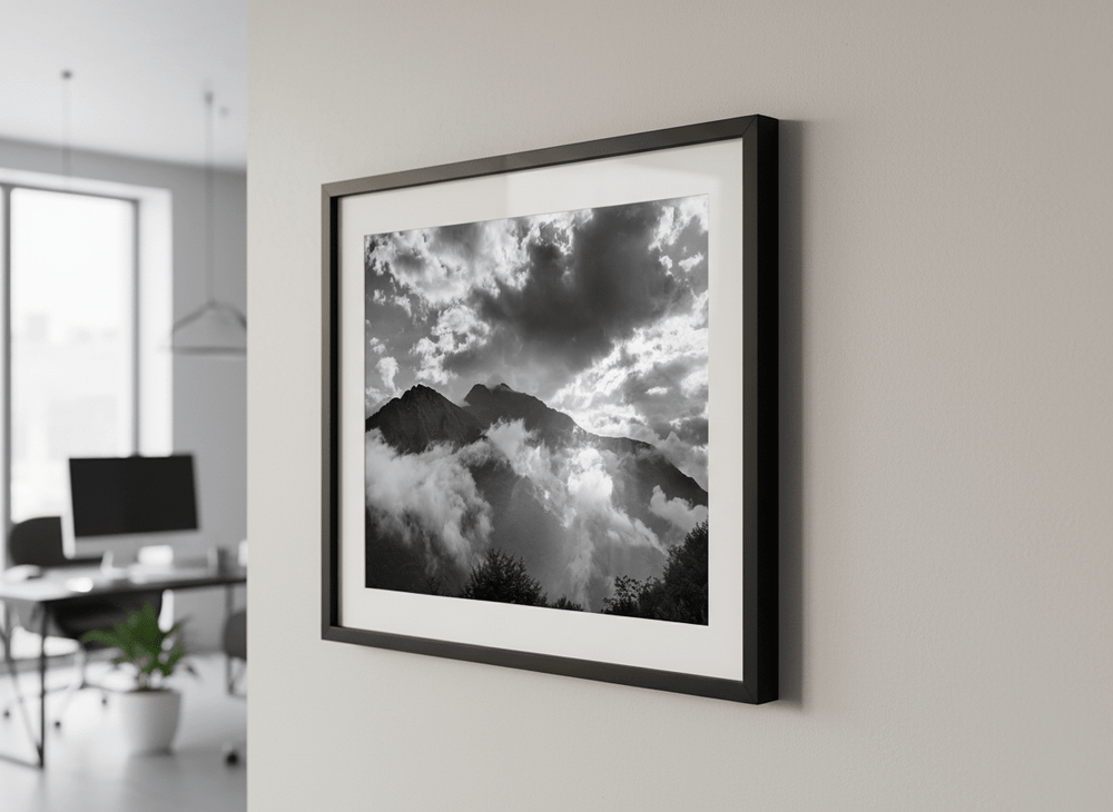 Contemporary wall art featured in a bright modern office workspace