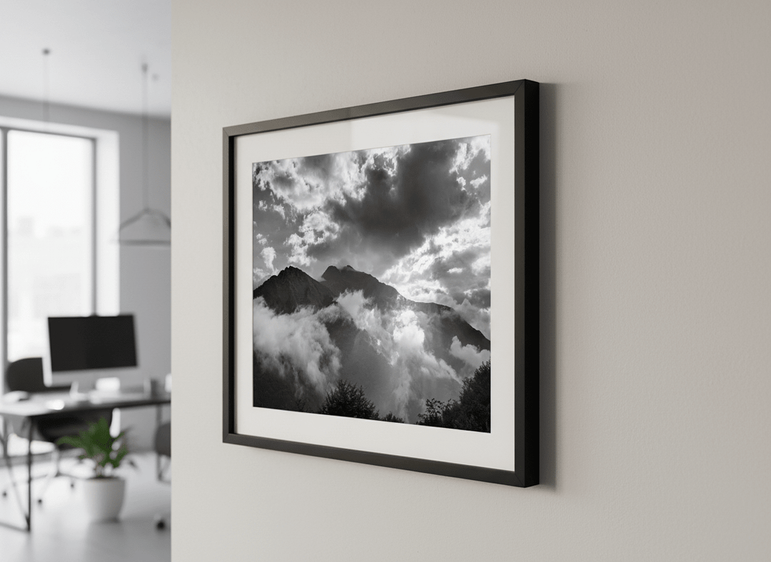 Contemporary wall art featured in a bright modern office workspace