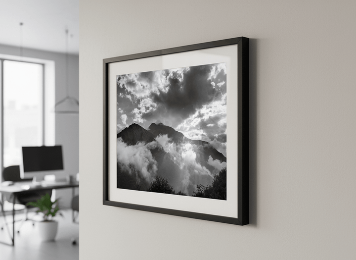 Contemporary wall art featured in a bright modern office workspace