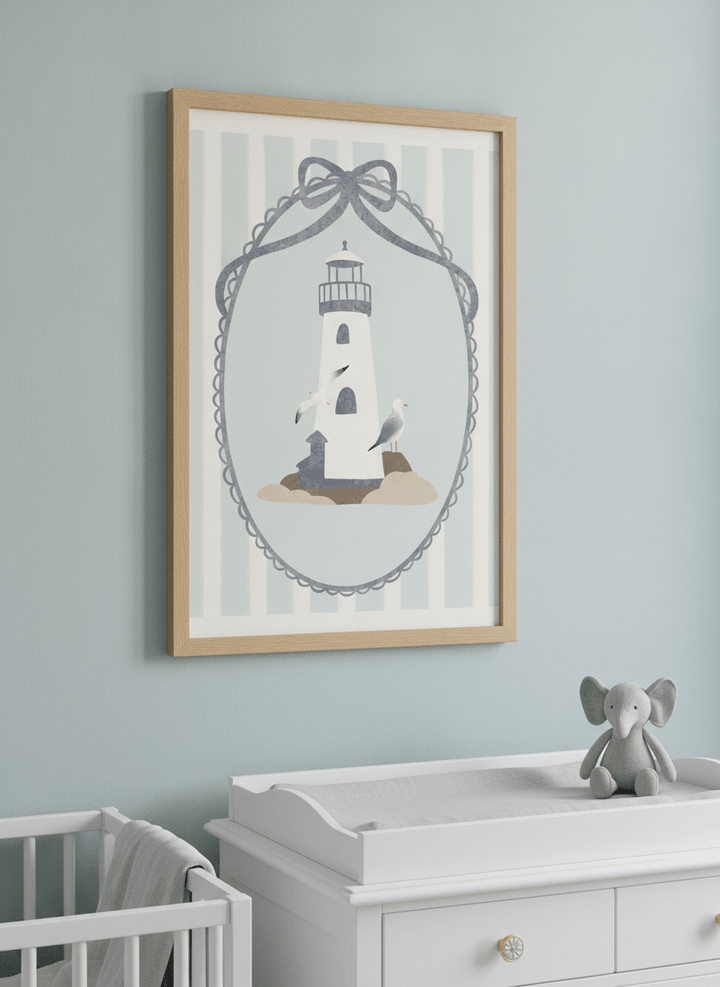 Soft neutral wall art styled in a serene nursery with pastel tones