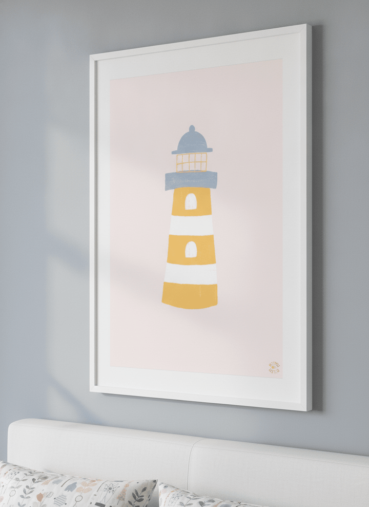 Minimalist artwork displayed in a calm, light-filled bedroom interior