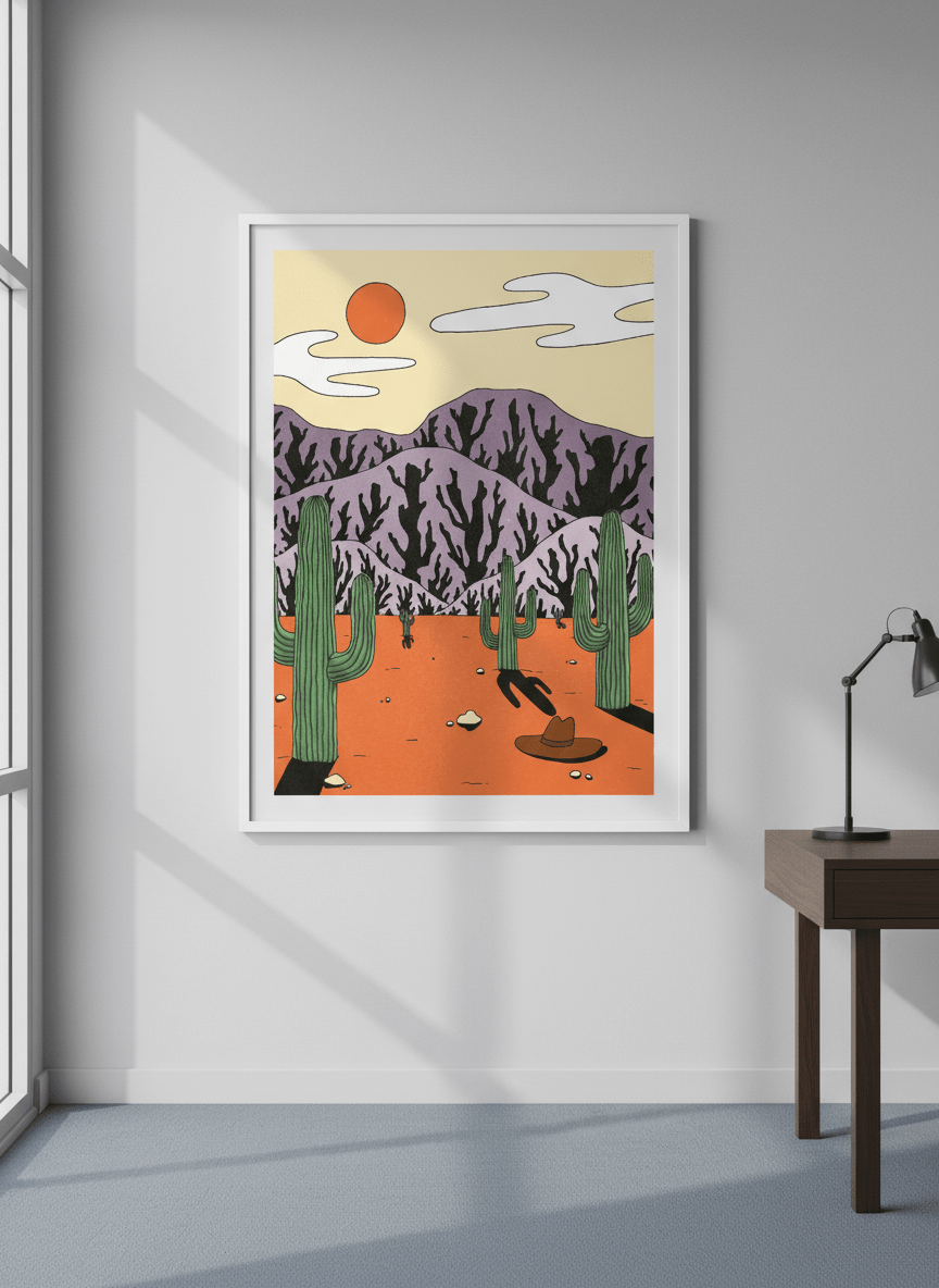 Contemporary wall art featured in a bright modern office workspace