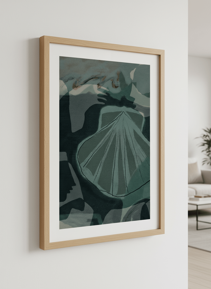 Modern wall art styled above a sofa in a neutral living room