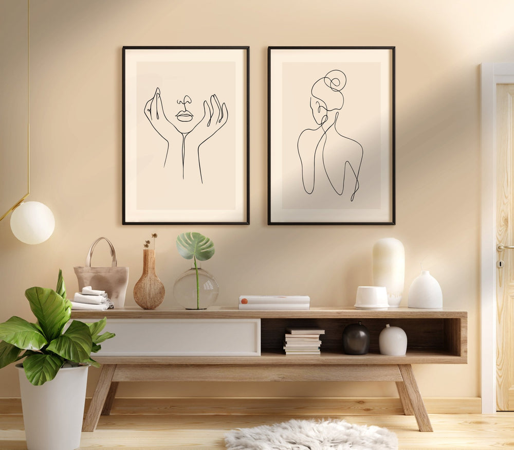 Line Art Woman Portrait Pair - Style My Wall