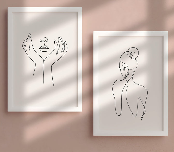 Line Art Woman Portrait Pair - Style My Wall