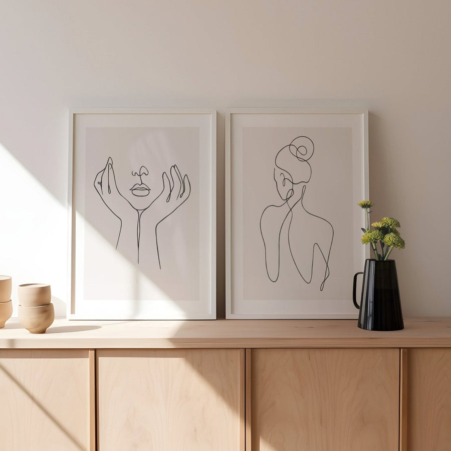 Line Art Woman Portrait Pair