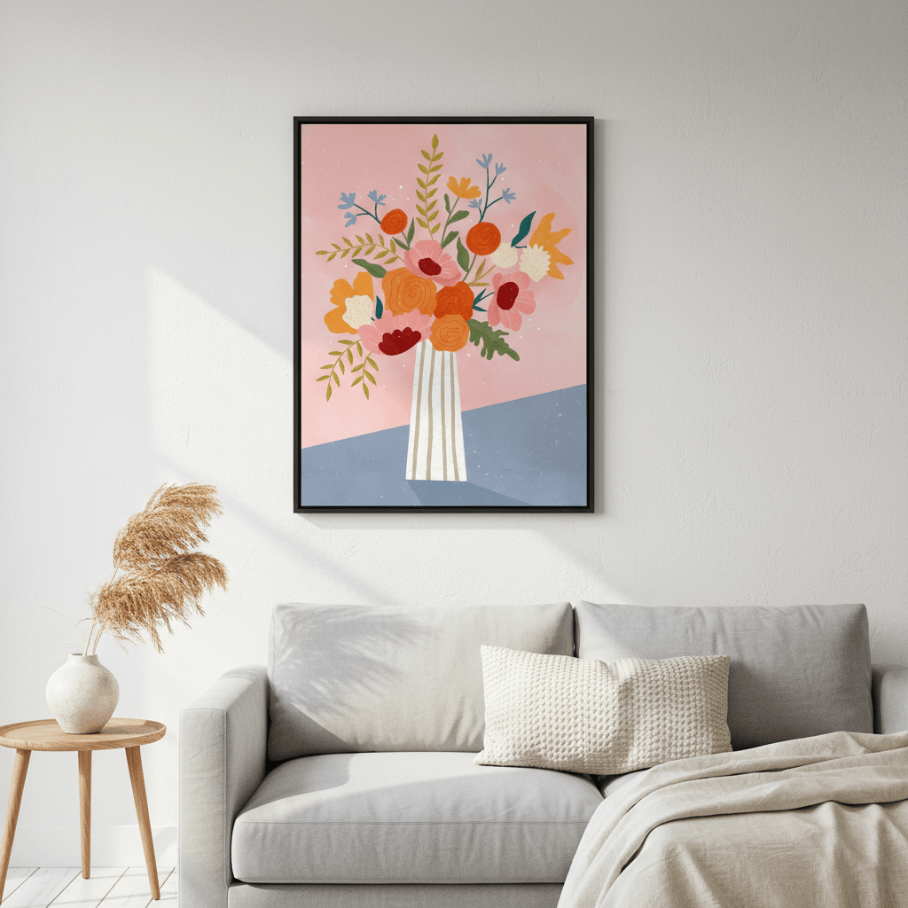Line Vase with Flowers by Bea Muller wall - art - picture - poster