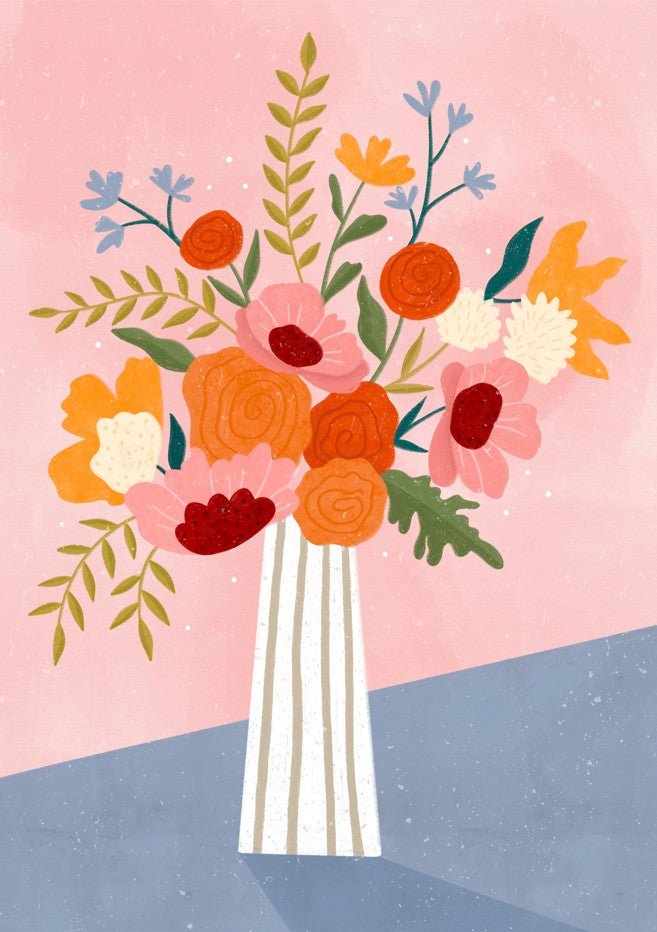 Line Vase with Flowers by Bea Muller