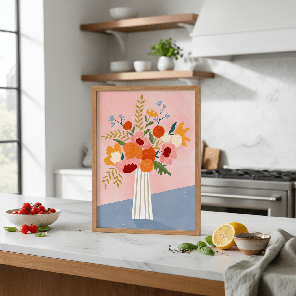 Line Vase with Flowers by Bea Muller wall - art - picture - poster