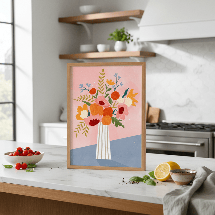 Line Vase with Flowers by Bea Muller wall - art - picture - poster