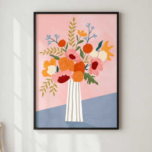 Line Vase with Flowers by Bea Muller