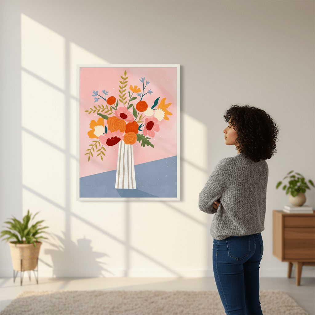 Line Vase with Flowers by Bea Muller wall - art - picture - poster