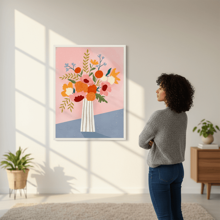 Line Vase with Flowers by Bea Muller wall - art - picture - poster