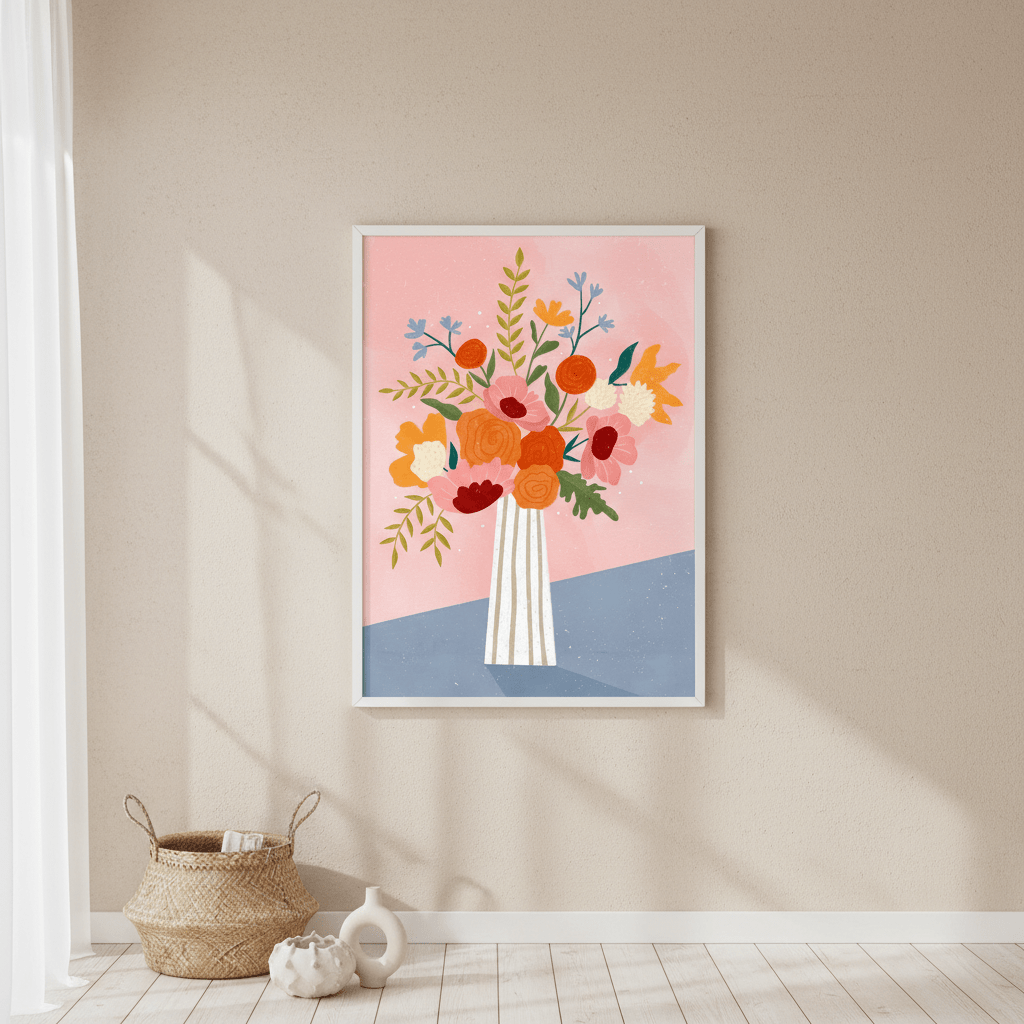 Line Vase with Flowers by Bea Muller wall - art - picture - poster