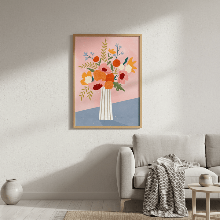 Line Vase with Flowers by Bea Muller wall - art - picture - poster