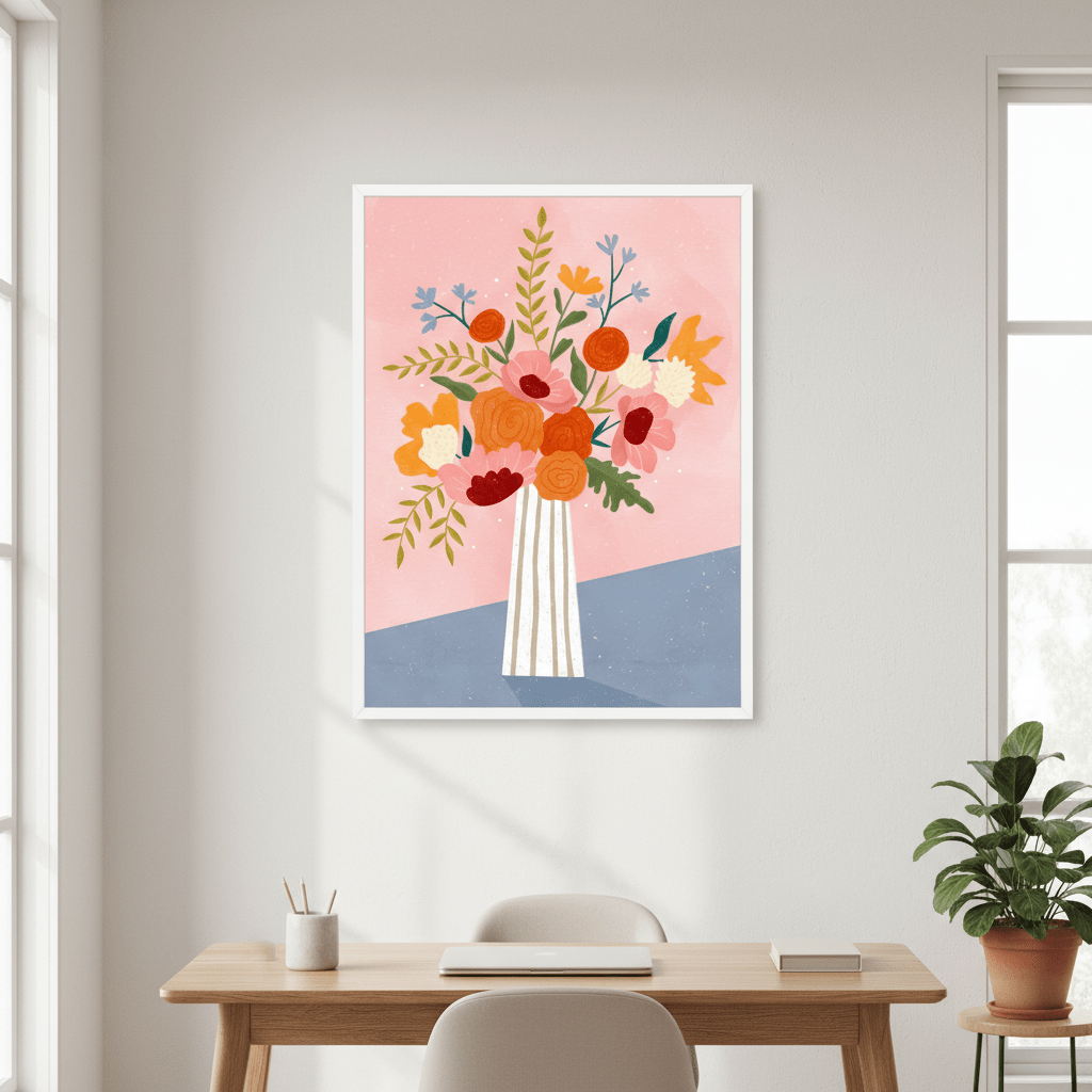 Line Vase with Flowers by Bea Muller wall - art - picture - poster